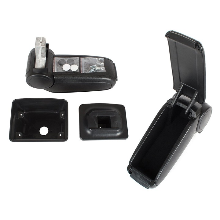 Подлакътник + комплект за Seat Leon II 2005-2012, черен, екологичен, включен монтажен комплект