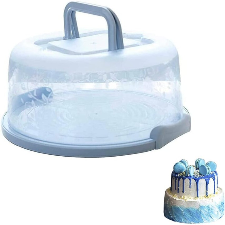 Cutie tort ComResi®, design transparent, usor de curatat, portabila, Albastru