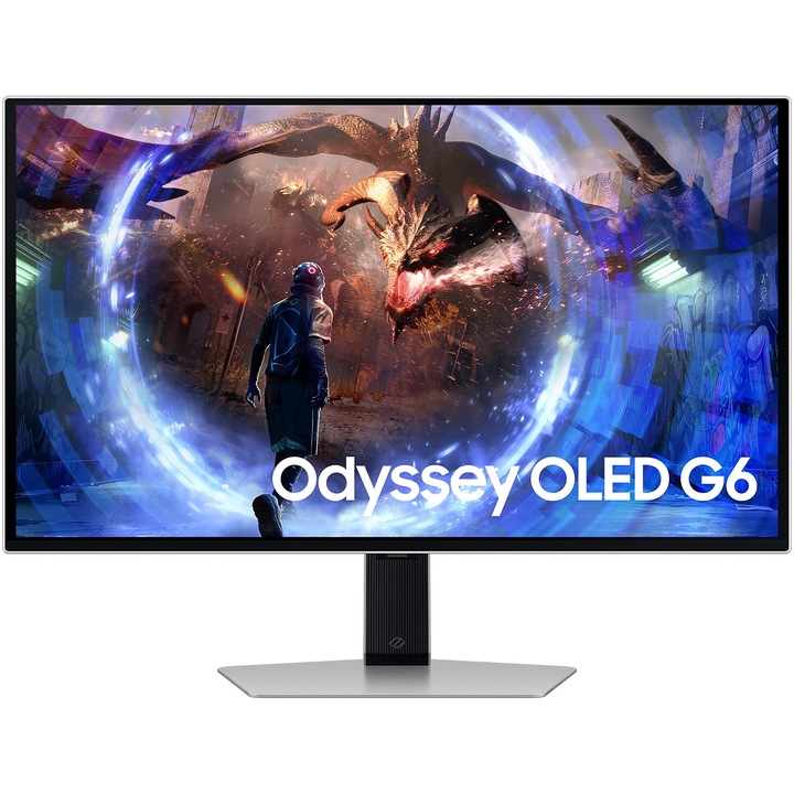 Samsung Odyssey G6 27" OLED gaming monitor, QHD (2560x1440), 360 Hz, 0,03 ms, AMD FreeSync™ Premium Pro, HDR10+, tükröződésmentes, 2x HDMI, Display Port, Jack, USB, Pivot, ezüst