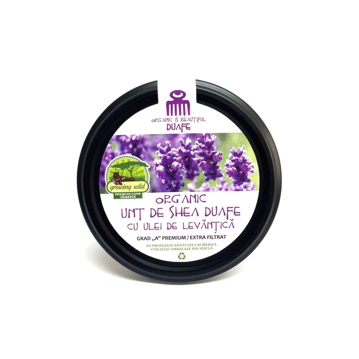 Unt de Shea Premium Duafe, cu Ulei de Lavanda, Organic, 100% natural, Hidratare Intensa, 100 g