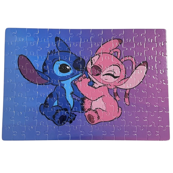 Puzzle personalizat stitch and angel, 120 piese