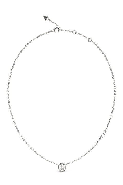 GUESS, Colier din otel inoxidabil cu cristale, Argintiu