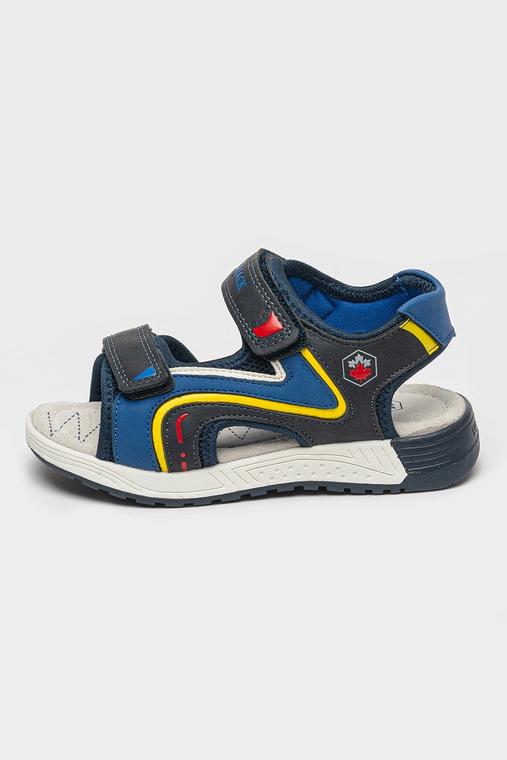 Lumberjack, Sandale cu logo si velcro, Galben, Albastru inchis, Bleumarin, 31 EU