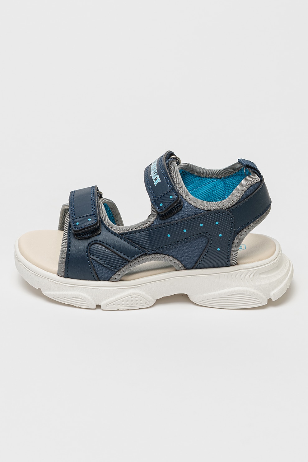 Lumberjack, Sandale cu velcro si insertii de piele ecologica, Albastru glaciar, Bleumarin, 33 EU