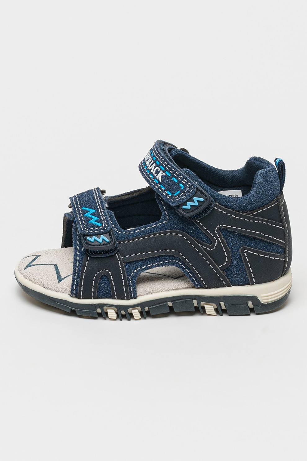 Lumberjack, Sandale de denim cu velcro, Negru, Bleumarin, 22 EU