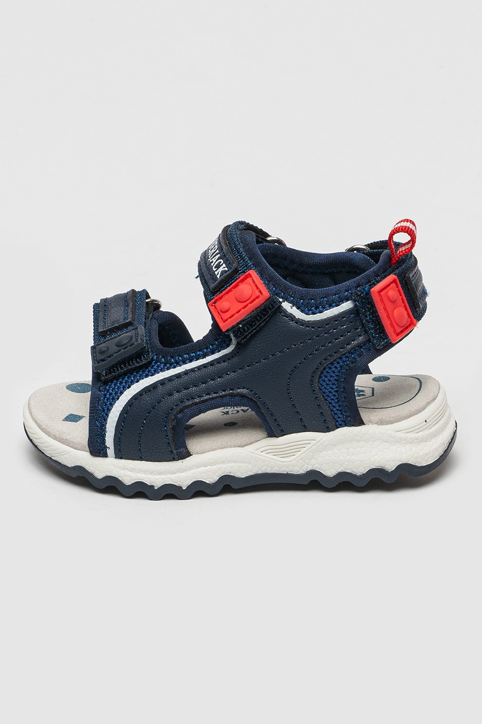 Lumberjack, Sandale cu logo si velcro, Alb murdar, Bleumarin, 24 EU