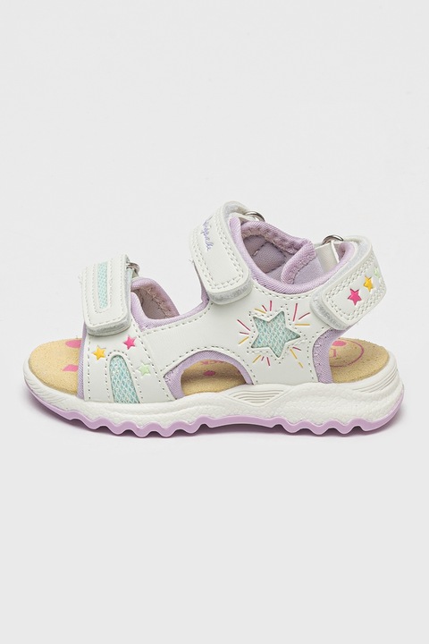 Lumberjack, Sandale din material textil cu imprimeu Toby, Galben pal/Lila/Alb murdar