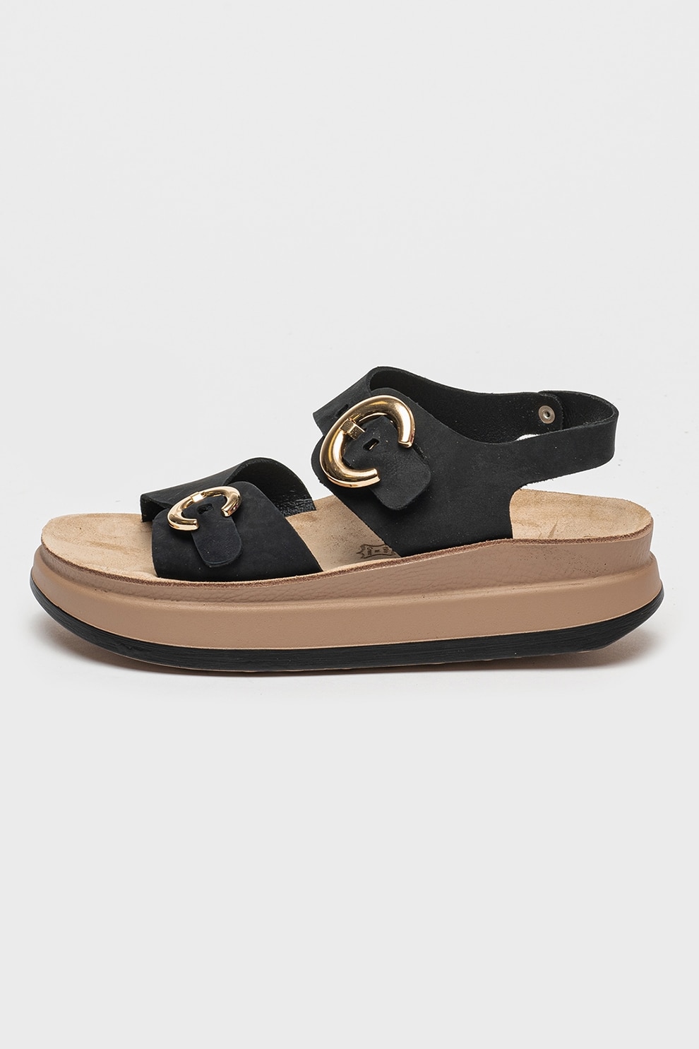 Lumberjack, Sandale de piele Junia, Maro inchis, Negru, 38