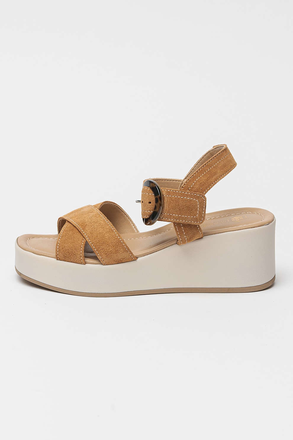Lumberjack, Sandale wedge de piele intoarsa, Maro deschis, 38