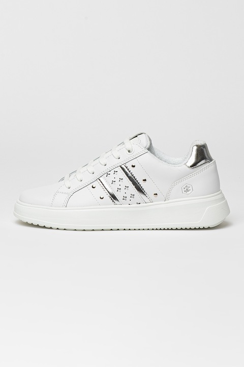 Lumberjack, Pria műbőr sneaker perforált részletekkel, Fehér/Ezüstszín