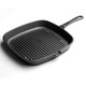 Tigaie din fonta, 23x23cm, neagra, design cu caneluri, pentru gatit carne si legume