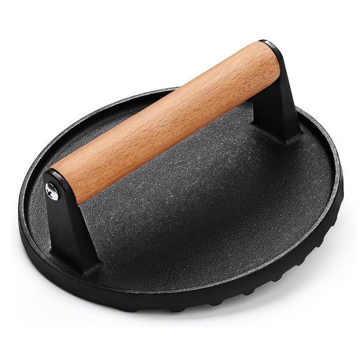Presa din fonta, 17.5cm, maner din lemn, 1 bucata