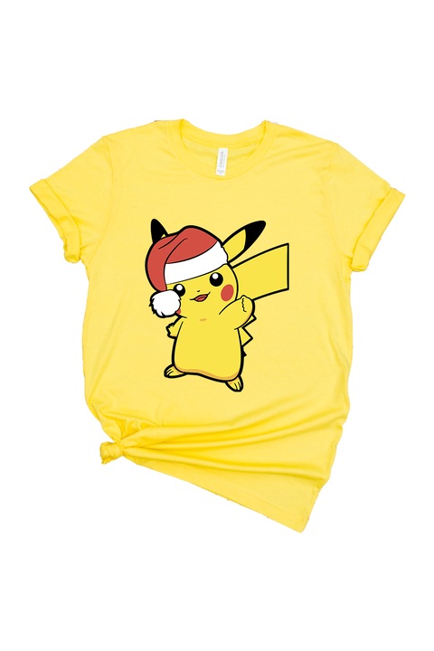 Férfi póló, Pokemon karácsony, Pikachu, Sárga