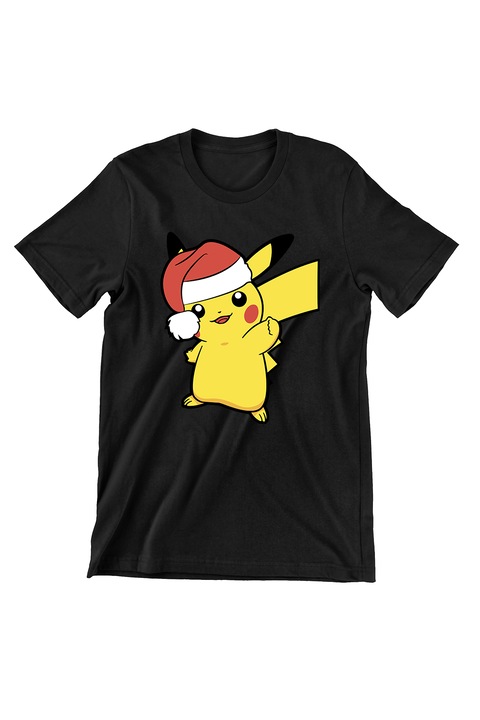 Férfi póló, Pokemon karácsony, Pikachu, Fekete