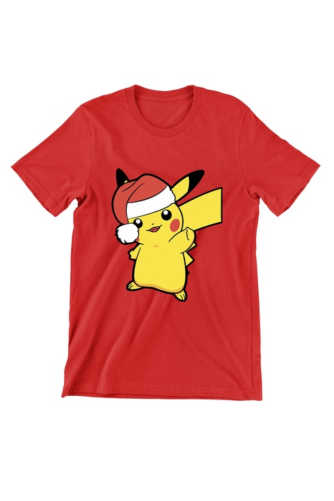 Férfi póló, Pokemon karácsony, Pikachu, Piros