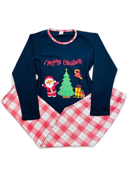 Pijama Femei, Tematica Craciun, Merry Christmas, Bleumarin Inchis/Rosu, Rosu/Negru
