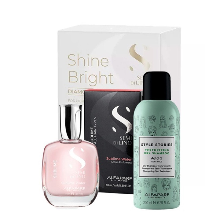 Set Alfaparf Sampon uscat Style Stories 200 ml + Apa parfumata pentru par si corp Sublime Water 50 ml