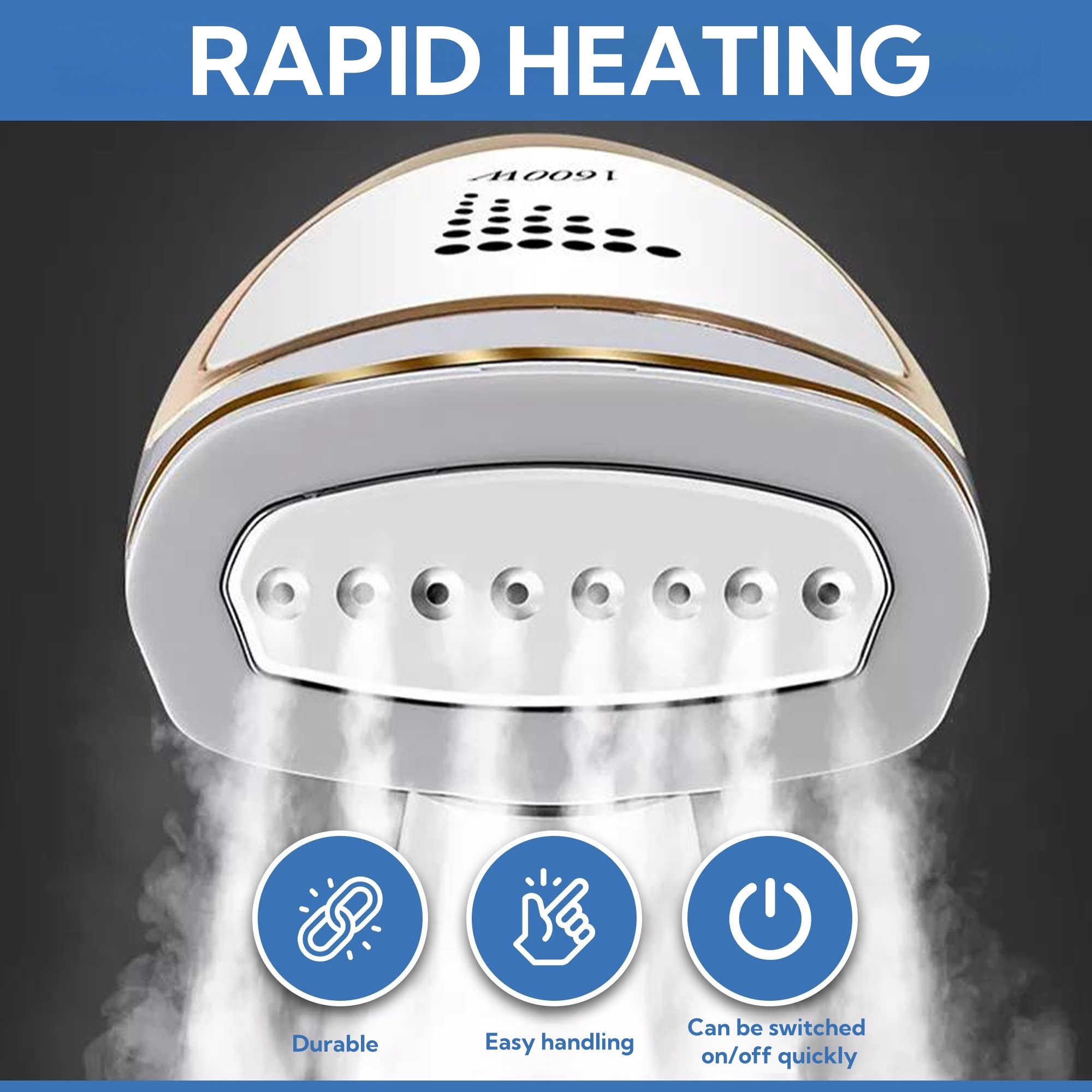 Aparat de Calcat Vertical Portabil, 1600W, Incalzire Rapida, Rezervor Apa 250ml, Alb
