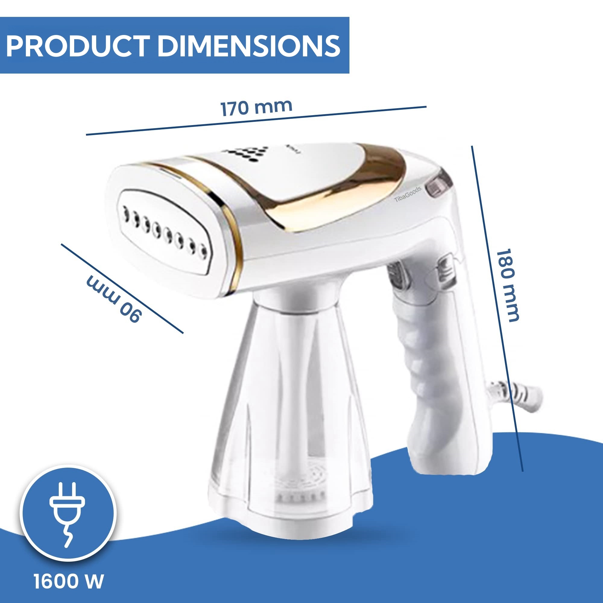 Aparat de Calcat Vertical Portabil, 1600W, Incalzire Rapida, Rezervor Apa 250ml, Alb