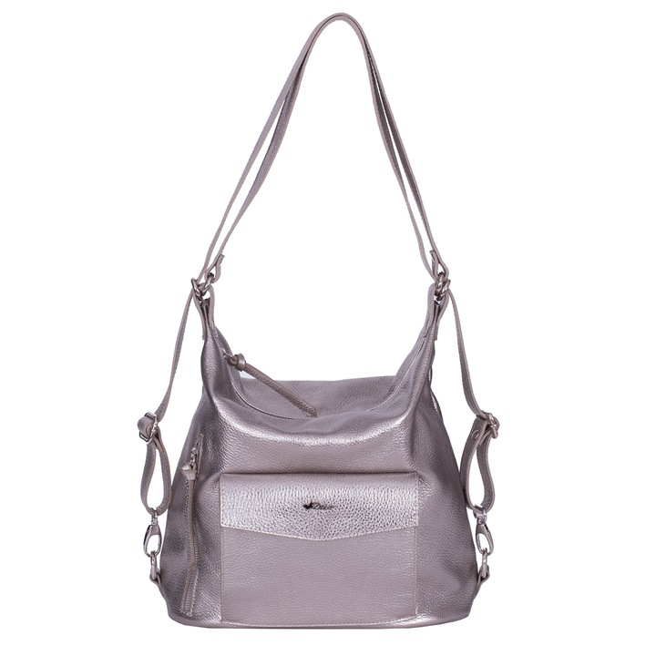 Geanta Zevo tip rucsac dama piele naturala Brandusa, Auriu Glitter