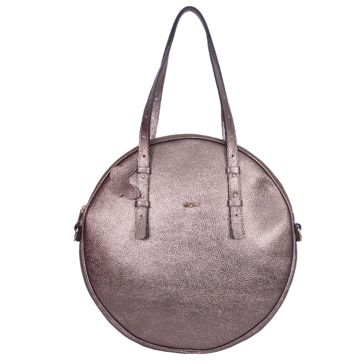 Geanta Zevo shopper dama piele naturala forma cerc Malvina