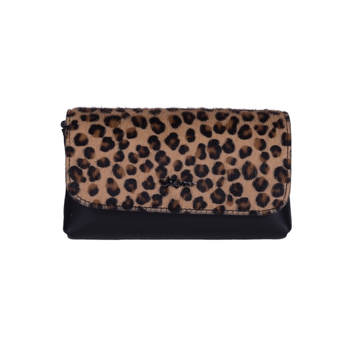 Geanta borseta dama Zevo leopard 3 in 1 piele naturala Dora, Animal Print