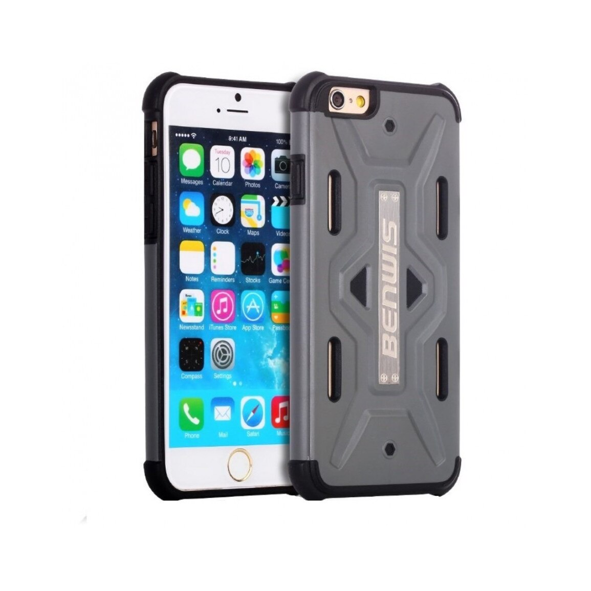Carcasa protectie spate BENWIS din plastic si gel TPU pentru iPhone 6 / 6s, gri