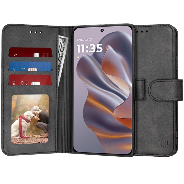 Védőtok flip cover Samsung Galaxy A17 5G / A17 4G, Diary Book, öko bőr, fekete