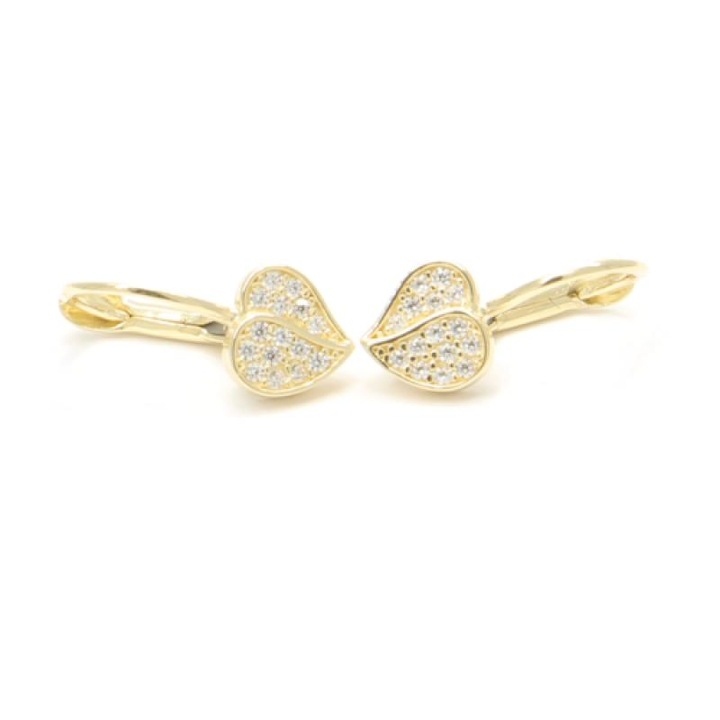 Cercei din aur 585, Pattic, inima, zirconii, 1,35g