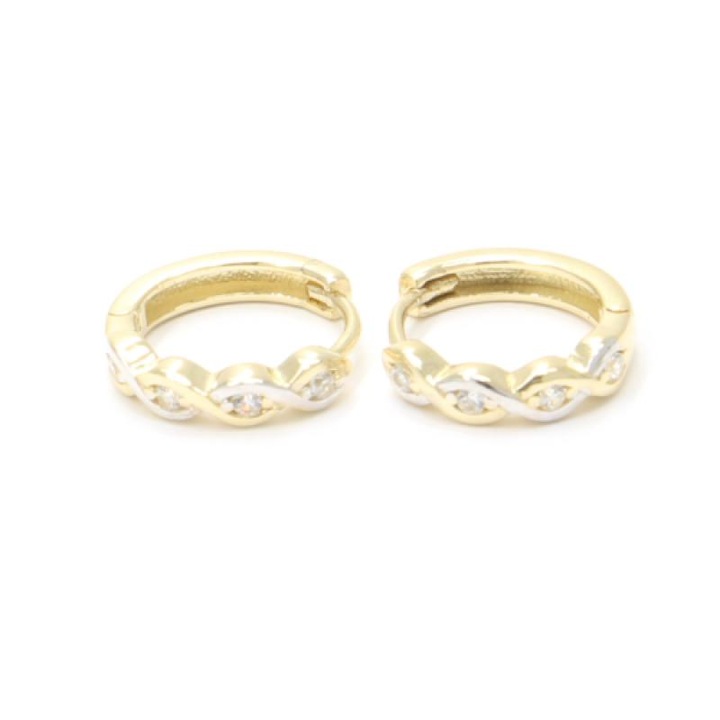 Cercei din aur, Pattic, 13mm, cu zirconii, 2,35g