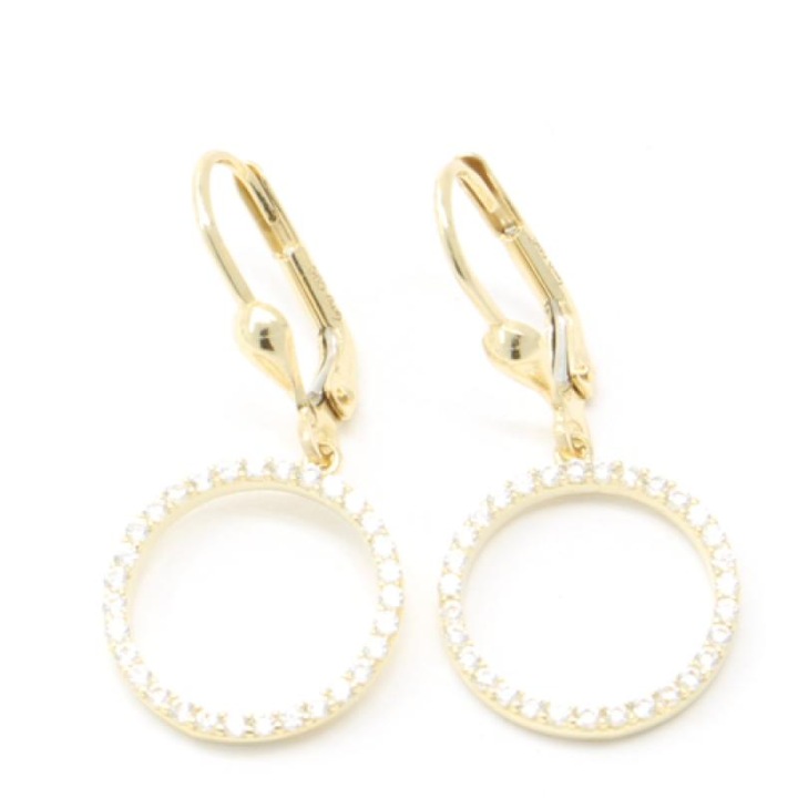 Cercei din aur, Pattic, cu zirconii, 14mm, 2,60g