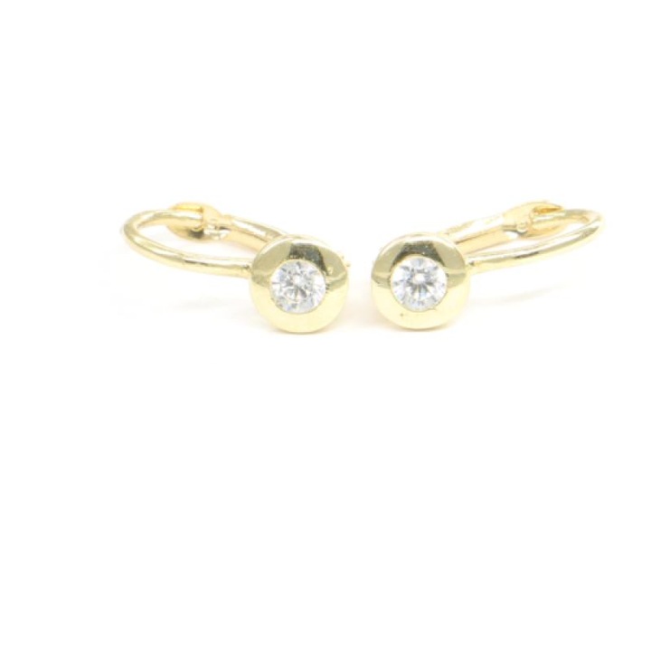 Cercei din aur, Pattic, 1,30 g, cu zircon, auriu
