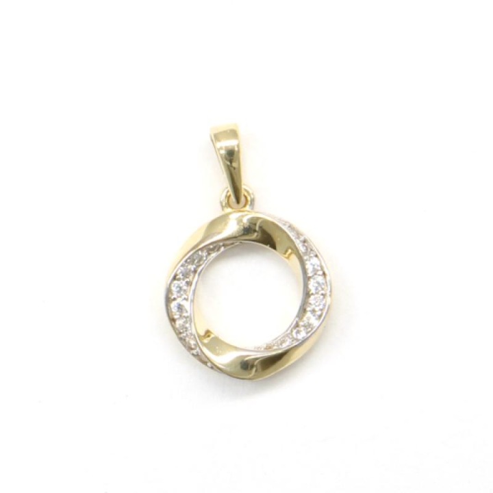 Pandantiv aur 585 Pattic cu zirconii, 18mm, galben