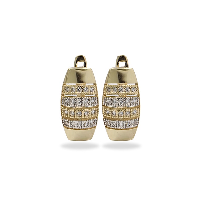 Cercei din aur PATTIC 585/1000, 3,40 gr, cu zirkon, elegant, cu inchidere franceza