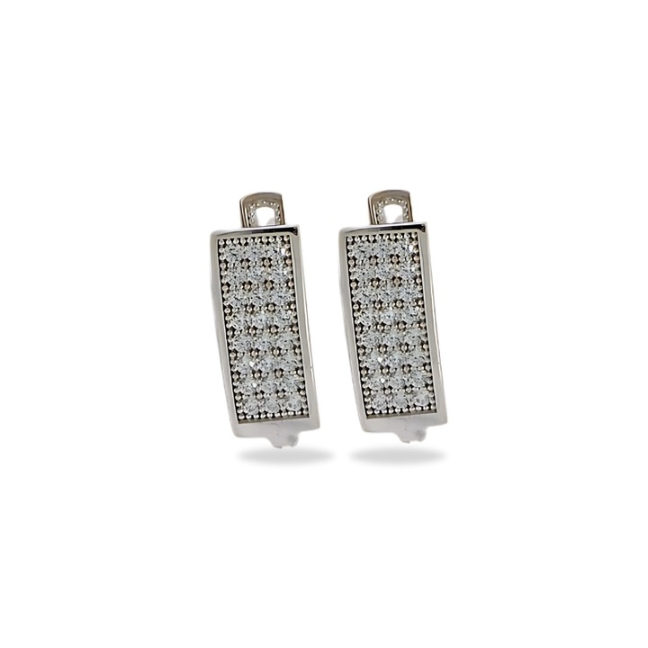 Cercei aurii Pattic, design hranat, incrustati cu zirconii, 3,45 gr