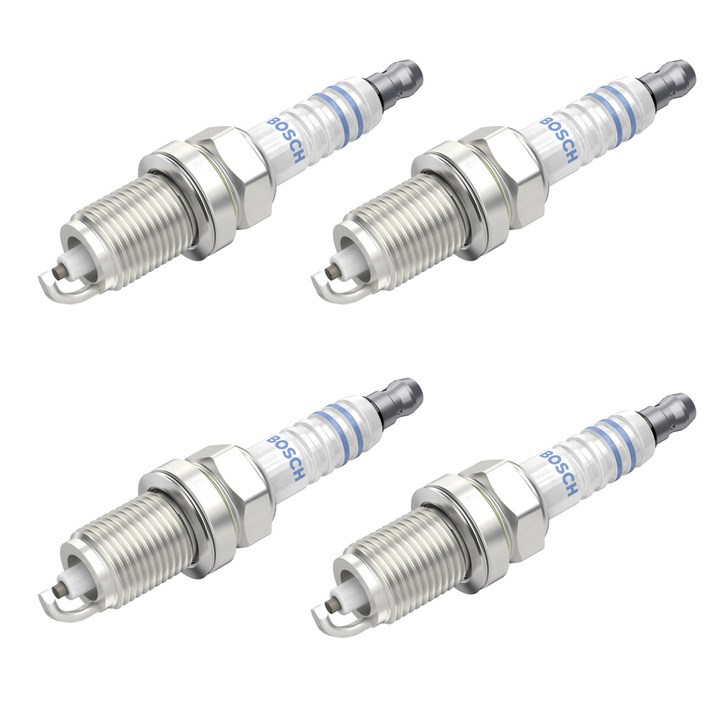 Set 4 bujii scanteie Bosch pentru Chevrolet Aveo, Cruze, Opel Adam, Astra, Corsa, Insignia, Meriva, Mokka, Vectra, Zafira, Saab 9-3