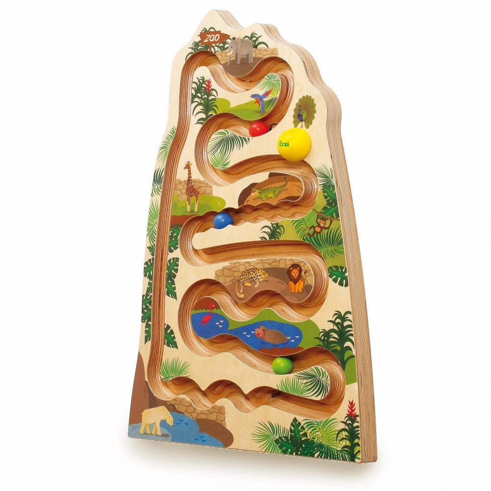 Jucarie raliu prin Zoo, labirint vertical lemn, inclusiv baza circulara, Erzi Germania