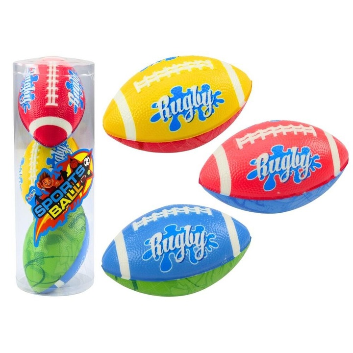 3 db-os Leantoys habszivacs rögbi labda szett, többszínű