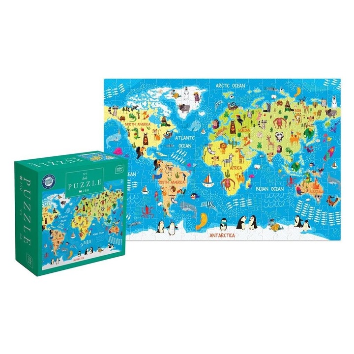 Puzzle pentru copii Interdruk, World Map, 250 piese