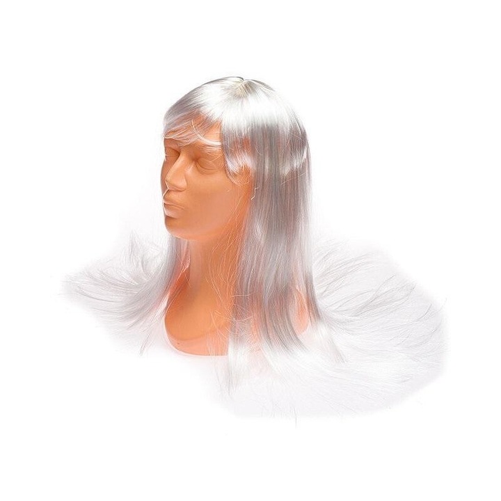Peruca alba lunga ADAR, 58 x 13 cm