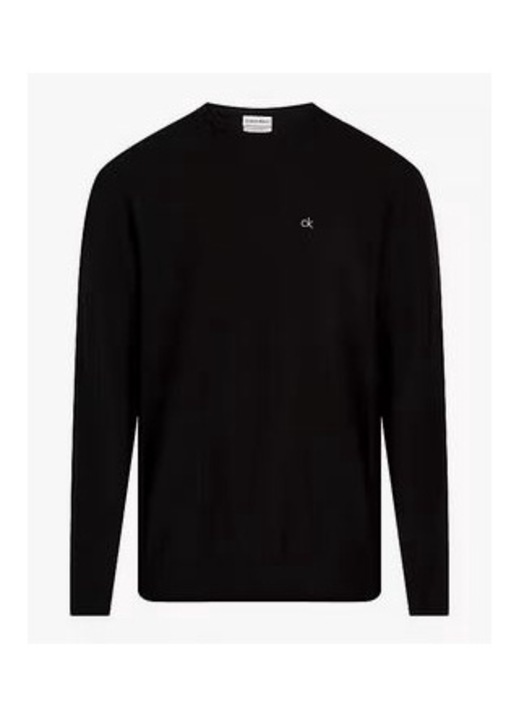 Férfi pulóver, Calvin Klein, PULLOR COTTON SLIK BLEND CN, fekete, pamut 90%, S INTL