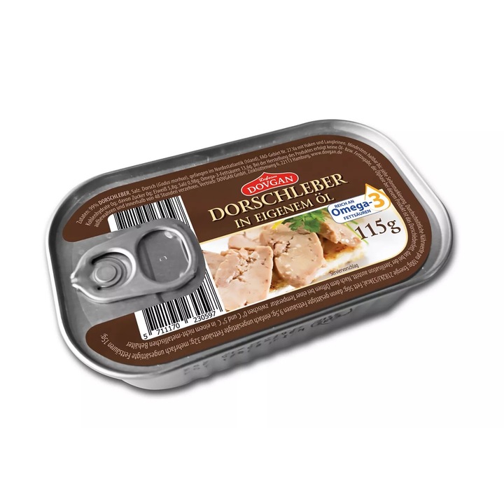 Ficat de cod in ulei propriu, Dovgan, 115 g