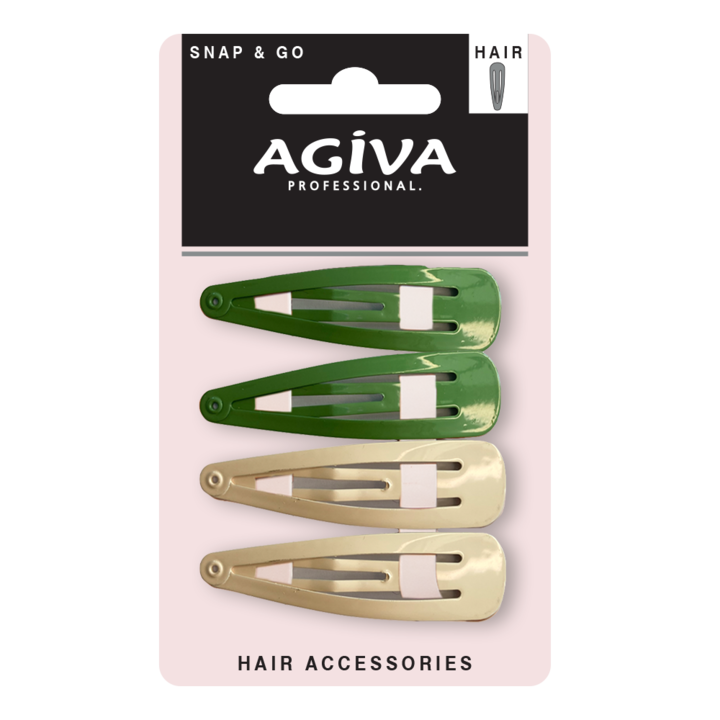 Hajtűkészlet Agiva Professional, 5,5 cm, Bézs, Zöld, 4 db
