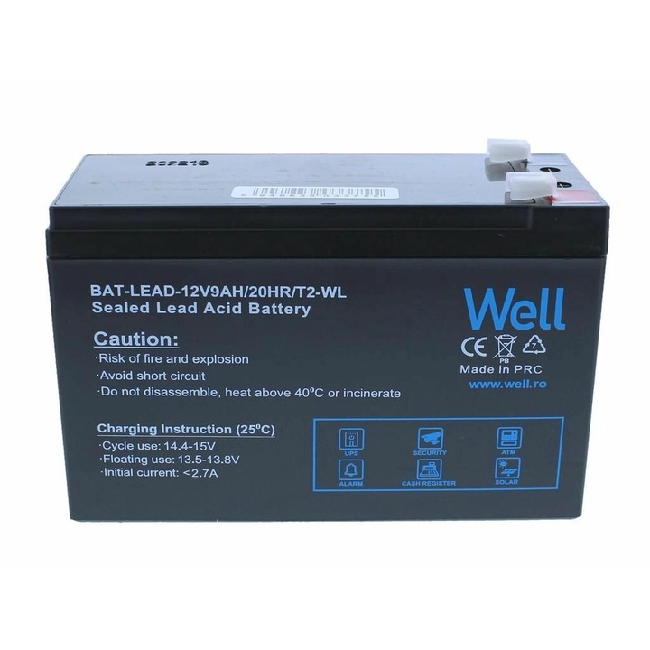 Оловна акумулаторна батерия Well, 12V-9 Ah