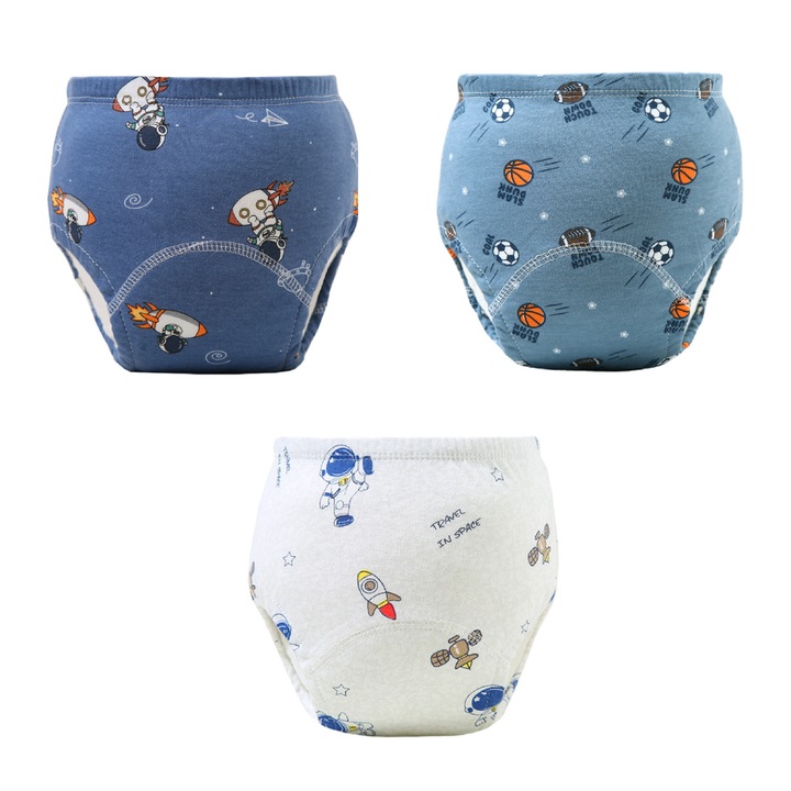 3db-os leszoktató bugyi készlet gyerekeknek, OEMG, pamut, újrafelhasználható, Multicolor, 8-12 kg