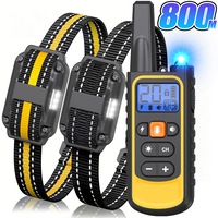 Zgarda Electrica Profesionala pentru Dresaj, BYONDSELF®, Potrivita pentru 2 Caini, Raza 800m, Avertizare Sonora, Vibratii si Impuls Electric, Electrozi de Cauciuc, Reincarcabila, Rezistenta la Apa si Praf, IP67, Galben