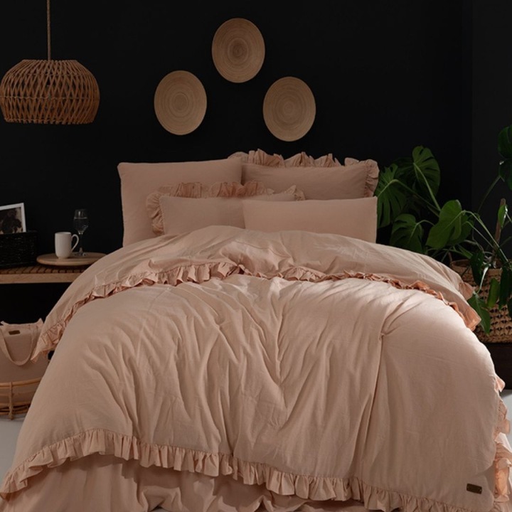 Franciaágy fodros ágyneműhuzat, beavatott 100% ranforce pamut, 240x260 cm, 4 db, Bahar Tekstil, Milagros Ballet