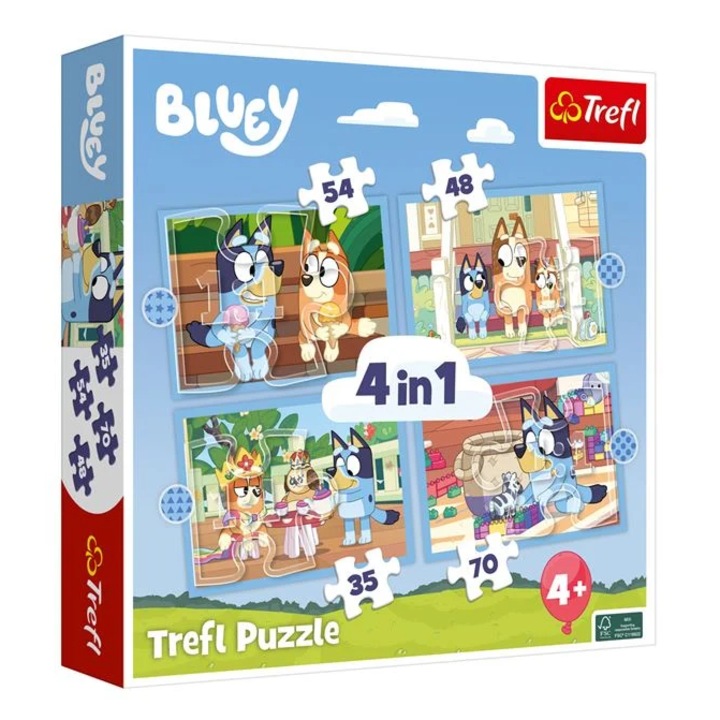 4в1 пъзел Trefl, Bluey, 54, 48, 35, 70 части