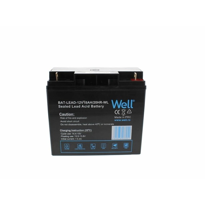 Оловна акумулаторна батерия Well, 12V-18 Ah