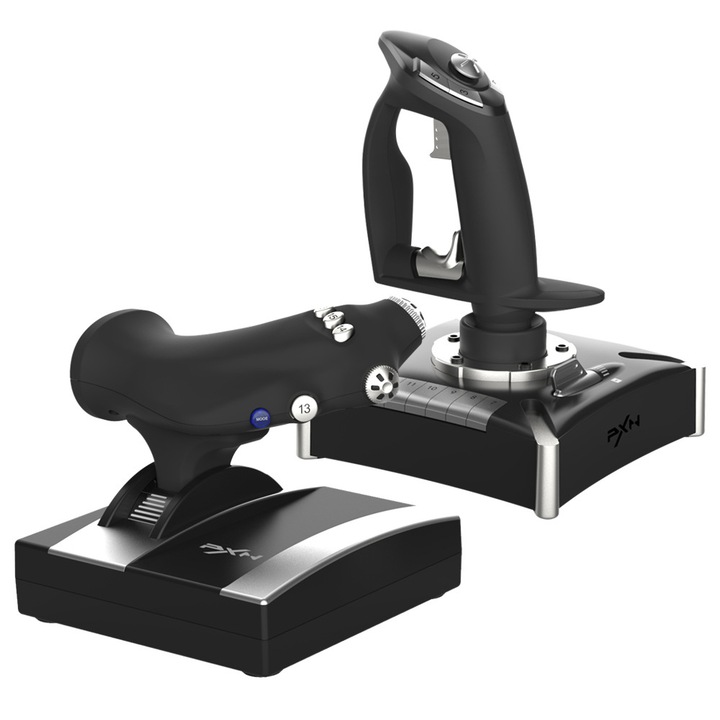 Joystick Gaming of New Style PXN-2119PRO, Controller Simulator Zbor, Compatibil PC/Windows 10/PS4/Xbox, USB, Negru/Argintiu
